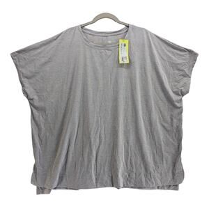 All in Motion Cap Sleeve Top 2X Gray Everyday Muscle Tee Workout Shirt Oversized